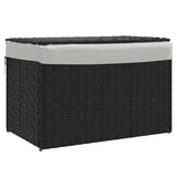 NNEVL Laundry Basket with Lid Black 55.5x35x34 cm Poly Rattan
