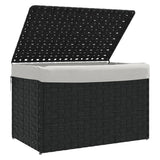NNEVL Laundry Basket with Lid Black 55.5x35x34 cm Poly Rattan