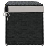 NNEVL Laundry Basket with Lid Black 55.5x35x34 cm Poly Rattan