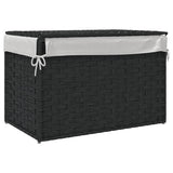 NNEVL Laundry Basket with Lid Black 55.5x35x34 cm Poly Rattan