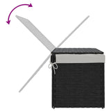 NNEVL Laundry Basket with Lid Black 55.5x35x34 cm Poly Rattan