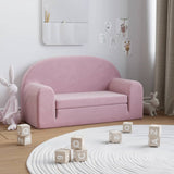 NNEVL Kids' Sofa Bed 2-Seater Pink Soft Plush