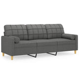 NNEVL 3-Seater Sofa with Throw Pillows Dark Grey 180 cm Fabric