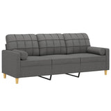 NNEVL 3-Seater Sofa with Throw Pillows Dark Grey 180 cm Fabric