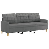 NNEVL 3-Seater Sofa with Throw Pillows Dark Grey 180 cm Fabric