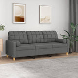 NNEVL 3-Seater Sofa with Throw Pillows Dark Grey 180 cm Fabric