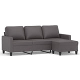NNEVL 3-Seater Sofa with Footstool Grey 180 cm Faux Leather