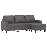 NNEVL 3-Seater Sofa with Footstool Grey 180 cm Faux Leather