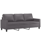 NNEVL 3-Seater Sofa with Footstool Grey 180 cm Faux Leather