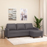 NNEVL 3-Seater Sofa with Footstool Grey 180 cm Faux Leather