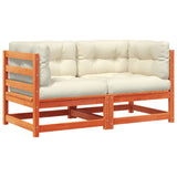 NNEVL Garden Sofas Corner with Cushions 2 pcs Wax Brown Solid Wood Pine