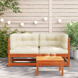 NNEVL Garden Sofas Corner with Cushions 2 pcs Wax Brown Solid Wood Pine