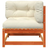 NNEVL Garden Sofas Corner with Cushions 2 pcs Wax Brown Solid Wood Pine