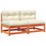 NNEVL Garden Sofas Armless with Cushions 2 pcs Wax Brown Solid Wood Pine