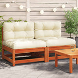 NNEVL Garden Sofas Armless with Cushions 2 pcs Wax Brown Solid Wood Pine