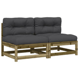 NNEVL Garden Sofas Armless with Cushions 2 pcs Impregnated Wood Pine