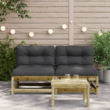 NNEVL Garden Sofas Armless with Cushions 2 pcs Impregnated Wood Pine