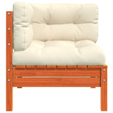 NNEVL Garden Sofa Corner with Cushions Wax Brown Solid Wood Pine