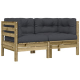 NNEVL Garden Sofa Corner with Cushions 2 pcs Impregnated Wood Pine