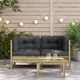 NNEVL Garden Sofa Corner with Cushions 2 pcs Impregnated Wood Pine