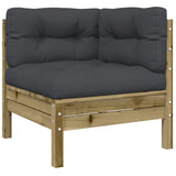 NNEVL Garden Sofa Corner with Cushions 2 pcs Impregnated Wood Pine