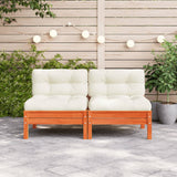 NNEVL Garden Sofa Armless with Cushions Wax Brown Solid Wood Pine