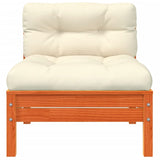 NNEVL Garden Sofa Armless with Cushions Wax Brown Solid Wood Pine