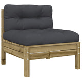 NNEVL Garden Sofa Armless with Cushions Impregnated Wood Pine