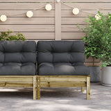 NNEVL Garden Sofa Armless with Cushions Impregnated Wood Pine