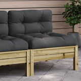 NNEVL Garden Sofa Armless with Cushions Impregnated Wood Pine