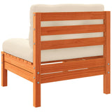 NNEVL Garden Sofa Armless with Cushions 2 pcs Wax Brown Solid Wood Pine