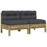 NNEVL Garden Sofa Armless with Cushions 2 pcs Impregnated Wood Pine