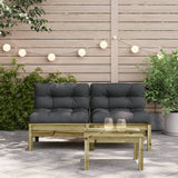 NNEVL Garden Sofa Armless with Cushions 2 pcs Impregnated Wood Pine