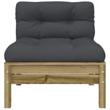 NNEVL Garden Sofa Armless with Cushions 2 pcs Impregnated Wood Pine