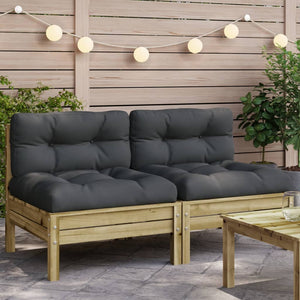 NNEVL Garden Sofa Armless with Cushions 2 pcs Impregnated Wood Pine