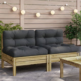 NNEVL Garden Sofa Armless with Cushions 2 pcs Impregnated Wood Pine