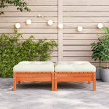 NNEVL Garden Footstools with Cushions 2 pcs Wax Brown Solid Wood Pine