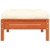NNEVL Garden Footstools with Cushions 2 pcs Wax Brown Solid Wood Pine