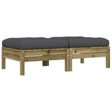 NNEVL Garden Footstools with Cushions 2 pcs Impregnated Wood Pine