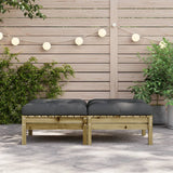 NNEVL Garden Footstools with Cushions 2 pcs Impregnated Wood Pine