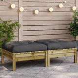 NNEVL Garden Footstools with Cushions 2 pcs Impregnated Wood Pine