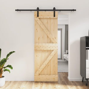 NNEVL Sliding Door with Hardware Set 70x210 cm Solid Wood Pine