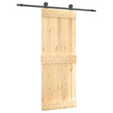 NNEVL Sliding Door with Hardware Set 80x210 cm Solid Wood Pine