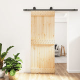 NNEVL Sliding Door with Hardware Set 80x210 cm Solid Wood Pine