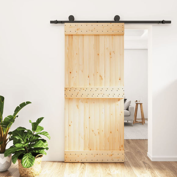 NNEVL Sliding Door with Hardware Set 90x210 cm Solid Wood Pine