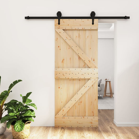NNEVL Sliding Door with Hardware Set 85x210 cm Solid Wood Pine