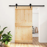 NNEVL Sliding Door with Hardware Set 100x210 cm Solid Wood Pine