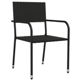 NNEVL 7 Piece Garden Dining Set Black Poly Rattan and Steel