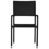 NNEVL 7 Piece Garden Dining Set Black Poly Rattan and Steel