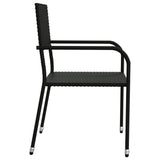 NNEVL 7 Piece Garden Dining Set Black Poly Rattan and Steel